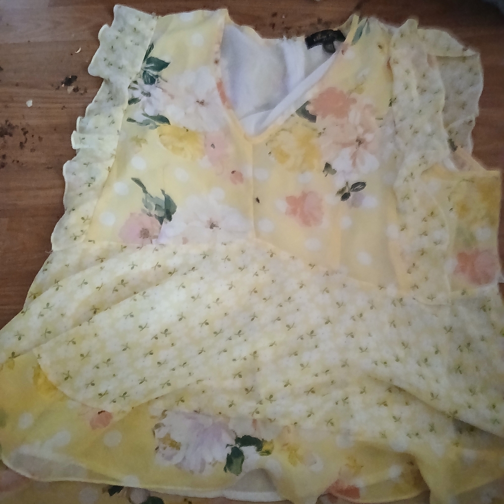 Floral Yellow Ruffle Top